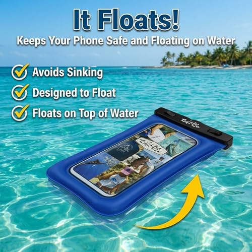 Salt Life Floating Waterproof Phone Case– IPX8 100% Waterproof Phone Case that Floats in Water, Universal Phone Dry Bag with Touchscreen Clear Window, Secure Seal Closure & Lanyard (Lush Canopy) - color: Lush Canopy