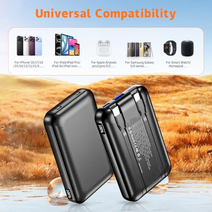 2 Pack 10000mAh 22.5W Fast Charging Power Bank, Black & Black - color: Black&Black