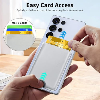 Magnetic Wallet for Samsung Galaxy S26 S25 S24 Series, Fold 8 Ultra with Magsafe Case, for iPhone 17-12 Series, RFID Blocking Leather Magnetic Card Holder | Holds 3 Cards | Gray - color: Gray