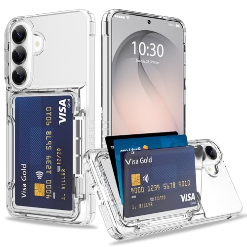 Wallet Case for Samsung Galaxy S26 with 3 Credit Card Holder Clear | Slot Shockproof Hybrid Heavy Duty Protection Clear Phone Cover Compatible with Galaxy S26 6.3 Inch (Clear) - color: Clear, size: Samsung Galaxy S26