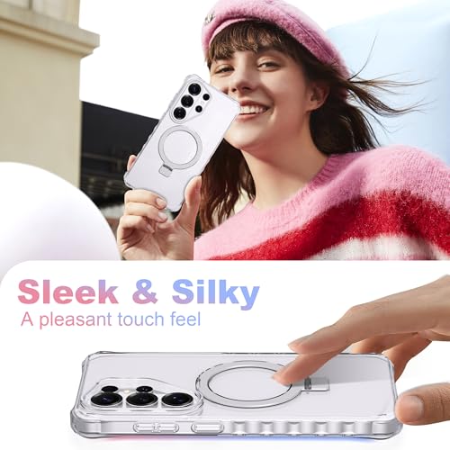 Compatible with Clear Samsung Galaxy S26 Ultra Case 6.9'' with Magnetic Ring Stand [Compatible with Mag-Safe] Military-Grade Wave Frame Phone Case for S26 Ultra, Clear - color: Clear, size: Samsung Galaxy S26 Ultra