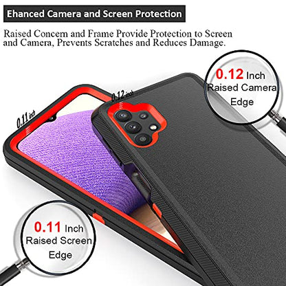TENCO Compatible Samsung Galaxy A32 5G Case,with Screen Protectors, Shockproof Full Body Protection Kickstand Case Belt Clip Holster Samsung Galaxy A32 5G(Orange), (SM-A326B, SM-A326BDS) - color: Orange