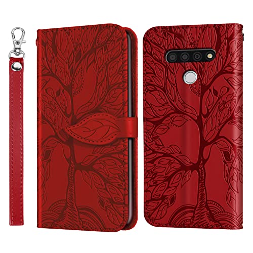 LG Stylo 6 Wallet Case with Card Holder/Slot,PU Leather Flip Folio Shell [Magnetic Closure][Wrist Strap][Kickstand] Shockproof Cover Fit LG Stylo 6(6.8''),Red - color: Red, size: LG Stylo 6
