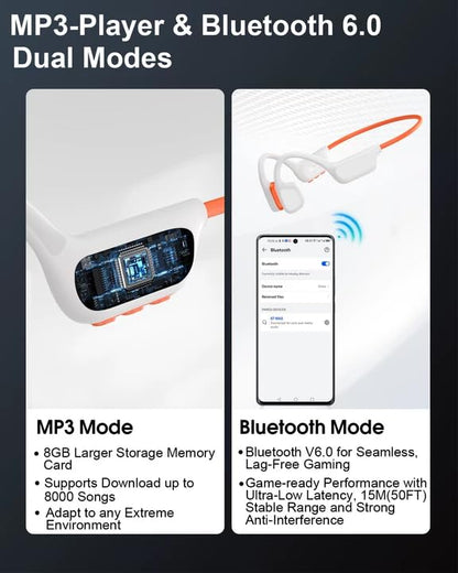 Bone Conduction Headphones, Swimming Headphones, Orange-White - color: Orange-white