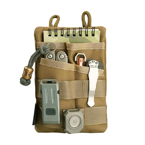VIPERADE VE3 Tool Pouch Pocket Organizer, Nylon Tool Belt Loop Pouch with 4 Pockets Tool Storage EDC Pouch for Flashlight/Pocket Knife, Tactical Pen, Notebook (Tan) - color: Tan