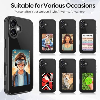 Upgraded Smart Ink Phone Case – 4.1" 4-Color E Ink Screen, 556×800 Resolution, NFC Digital Picture Phone Case, DIY Photo Transfer, Smart Ink Case Compatible with iPhone 16– Black - color: iphone 16, size: 4.1" HD-Iphone 16 series