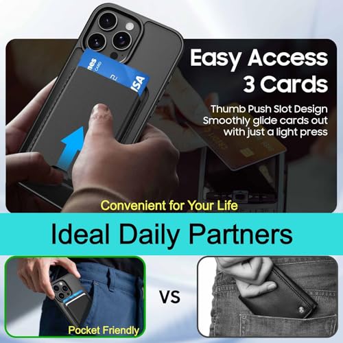 Magnetic for iPhone 16 Pro Wallet Case with Card Holder Black | Compatible with MagSafe, Shockproof Phone Cover with Detachable RFID Blocking Credit Card Slot, Black - color: Black, size: iPhone 16 Pro