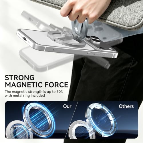 MagSafe Magnetic Phone Ring Holder Grip for Mag Car Mount, Silver - color: Silver