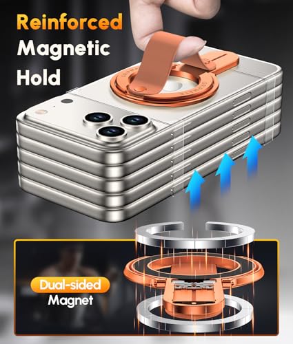 GripMate 2nd Magnetic Phone Ring Holder, Slim MagSafe Finger Loop Grip - color: Orange