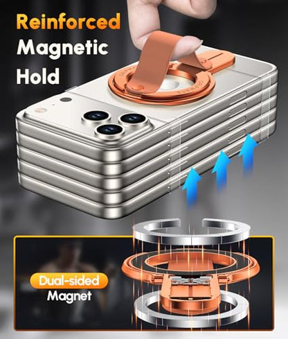 GripMate 2nd Magnetic Phone Ring Holder, Slim MagSafe Finger Loop Grip - color: Orange