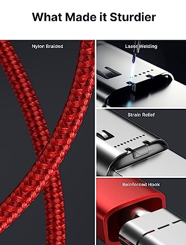 JSAUX 100W USB C to USB C Cable [2-Pack 6.6FT], PD Fast Charging, Red - color: Red, size: 6.6ft+6.6ft