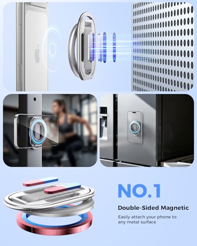 SUPERONE Dual-Sided Magnetic Phone Grip Kickstand for Magsafe Ring Holder - color: Sliver