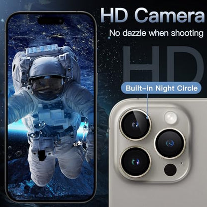 JETech Camera Lens Protector for iPhone 15 Pro/15 Pro Max, Natural Titanium - color: Natural Titanium