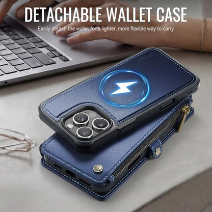 for iPhone 16 Pro Max - Phone Case Wallet Magnetic, Navy Blue - color: Navy Blue, size: iPhone 16 Pro Max