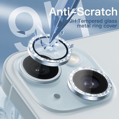 JETech Camera Lens Protector for iPhone 15/15 Plus, Blue, 1 Set - color: Blue