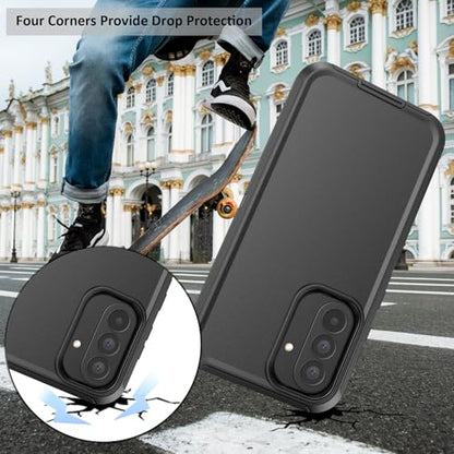 Compatible with Samsung Galaxy A37 Case, with Belt Clip Holster Heavy Duty Rugged Shockproof Full Body Protection Kickstand Cover for Samsung Galaxy A37 Phone (Black) - color: Black