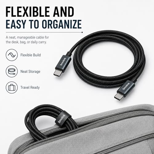 Smolink USB C to USB C Cable 9FT, 60W Fast Charging Cable - color: Black-9Ft