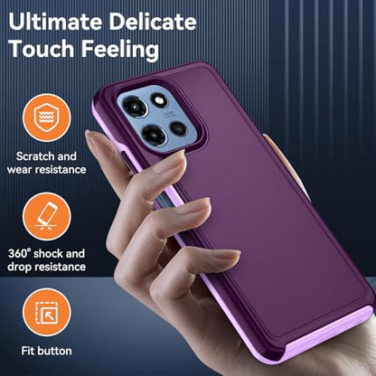 for Motorola Moto G 5G 2025/2026 Case with HD Screen Protector, Moto G Play 2026 Heavy Duty Shockproof Military Grade Full Body Protection Phone Cover (Wine/Pink) - color: Wine/Pink