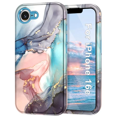 Btscase for iPhone 17e Case/iPhone 16e Case,[Military Grade Drop Tested] Marble Pattern Design Slim Rugged Shockproof Women Girls Men Protective Anti-Scratch Cover for iPhone 17e/16e, Blue Gray - color: Blue Gray, size: iPhone 17e,iPhone 16e