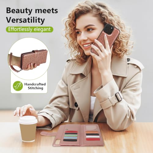 Varikke Wallet Case for iPhone 16 Pro Compatible with Magsafe, Rose Gold - color: (Compatible with MagSafe) Rose Gold, size: iPhone 16 Pro 6.3"