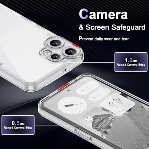 Case for Nothing CMF Phone 2 Pro, Military Grade Drop Protection Phone Case, Yellowing Resistant, Anti-Scratch Hard PC Back, Shockproof Hard Ultra-Thin Protective Cover, Clear - size: Nothing CMF Phone 2 Pro