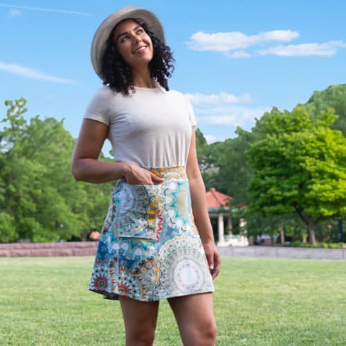 BANDI Pocketed Skirt - Women's Everyday Skirt with Pockets, UPF 50, 4-Way Stretch, Lightweight, Wrinkle-Free – Made in USA - color: Mandala, size: XX-Large