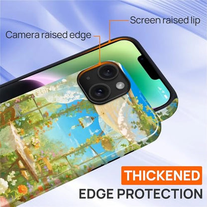 Case for iPhone 14 Plus, Shockproof Hybrid Protective Phone Case, Dual-Layer Drop Protection Anti-Scratch, Sunny Garden - color: Sunny Garden, size: iPhone 14 Plus