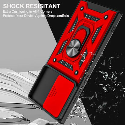 for Galaxy Note 20 Ultra Case, with Self Healing Flexible TPU Screen Protective [2 Pack] & Slide Camera Cover, 360°Rotation Ring Kickstand [Military Grade] Case. (Red) - color: N-Red