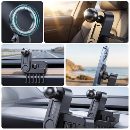 Phone Mount Designed for Tesla Model 3 (2017-2022) Model Y (2020-2023), Magnetic Phone Holder Compatible with MagSafe for iPhone 17 16 Pro Max Plus 15 14 13 12
