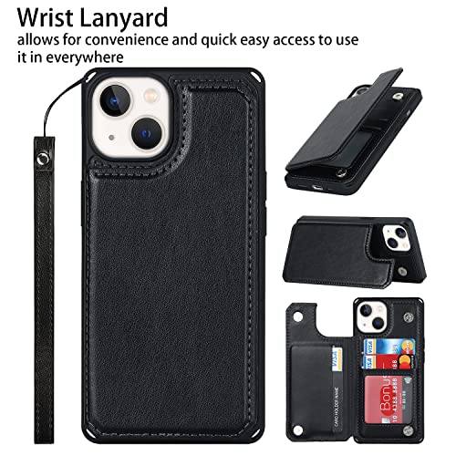 Cavor for iPhone 14 Wallet Case with Card Holder for Women, Black - color: C-Black
