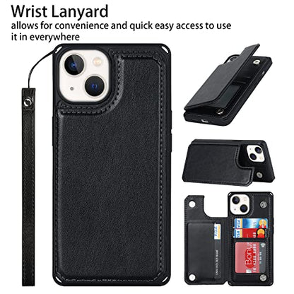 Cavor for iPhone 14 Wallet Case with Card Holder for Women, Black - color: C-Black