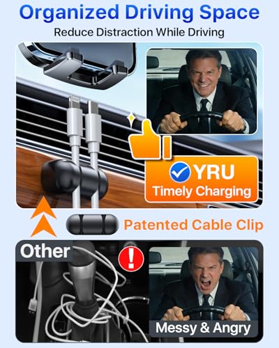 YRU 2026【100+LBS Suction & Flexible Low-Profile Arm】 Car Phone Holder Mount - color: Dark Black