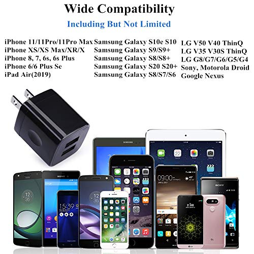 Charger Box, Charging Cube 5 Pack,Dual USB Wall Charger 5V 2A Power Adapter - color: Black-5