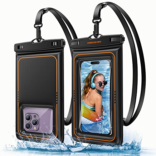 UNBREAKcable Floating Waterproof Phone Pouch 2 Pack, IPX8 Waterproof Phone Case Dry Bag Kayak/Beach/Cruise Travel Essentials, Water Proof Pouch for iPhone 17 16 15 Pro Max, Samsung S25 Ultra S24-7 - size: 7.0 inch