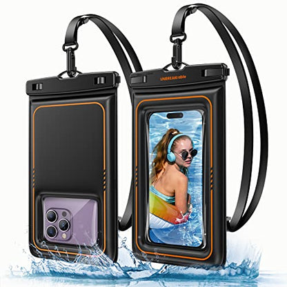 UNBREAKcable Floating Waterproof Phone Pouch 2 Pack, IPX8 Waterproof Phone Case Dry Bag Kayak/Beach/Cruise Travel Essentials, Water Proof Pouch for iPhone 17 16 15 Pro Max, Samsung S25 Ultra S24-7 - size: 7.0 inch