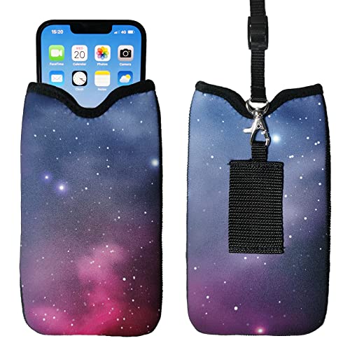 Tainada Neoprene Neck Cell Phone Sleeve Pouch w/Belt Loop Holster (Galaxy) - color: Galaxy