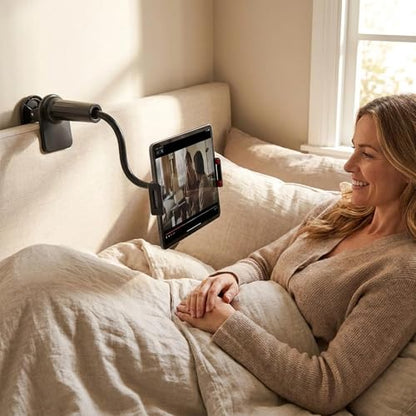 Mobile Phone Holder with 360° Rotation for Bedside, Hands-Free Secure Grip, Soft Arm Clamp Stand(black-36in) - color: black-36in