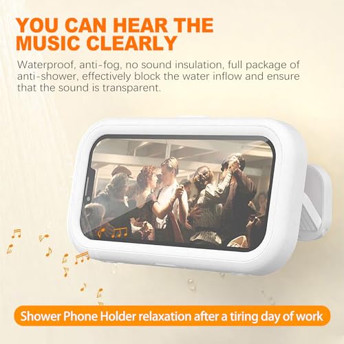 CoguZed Waterproof Phone Holder for Shower - 2023 Upgraded, 480° Rotation - Compatible with iPhone 15/14/13/12/11 Pro Max, Samsung Galaxy, and More (Up to 7" Phones)