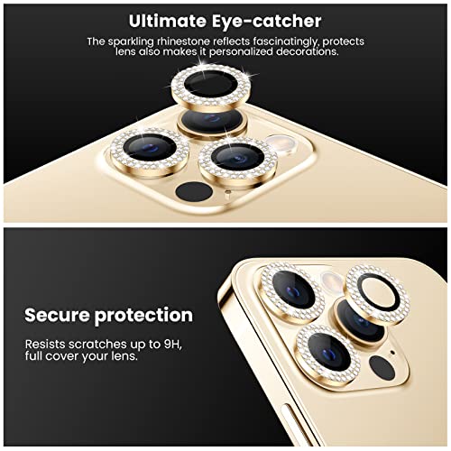 Tensea Diamond Camera Lens Protector for iPhone 13 Pro - iPhone 13 Pro Max - color: Gold Diamond