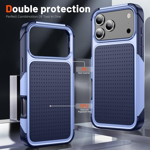 Designed for iPhone 17 Pro Max Case 2 in 1 Gift Militay Grade Drop Protective Rugged Heavy Duty Cover Shockproof Case for iPhone 17 Pro Max Phone Case for Women Men Boy Girl (Purple) - color: Purple
