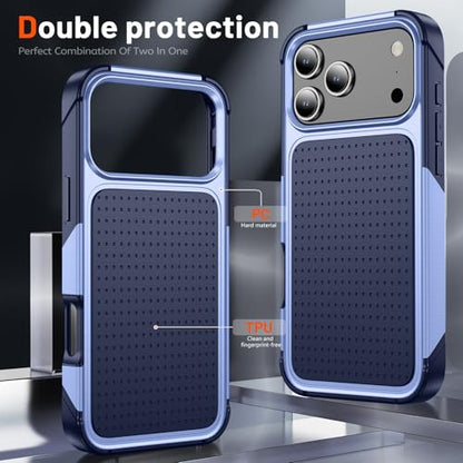 Designed for iPhone 17 Pro Max Case 2 in 1 Gift Militay Grade Drop Protective Rugged Heavy Duty Cover Shockproof Case for iPhone 17 Pro Max Phone Case for Women Men Boy Girl (Purple) - color: Purple