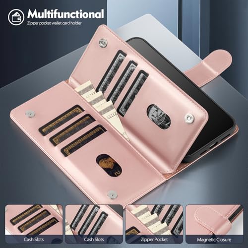 Shieldtop Compatible with Samsung Galaxy A03S US Wallet Case with Card Holder,RFID Blocking PU Leather Phone Case Folio Flip Shockproof TPU Protective Cover Credit Card Slots Women Men,Rose Gold - color: Rose Gold