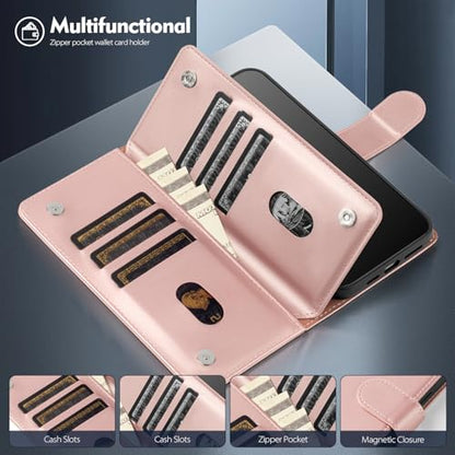 Shieldtop Compatible with Samsung Galaxy A03S US Wallet Case with Card Holder,RFID Blocking PU Leather Phone Case Folio Flip Shockproof TPU Protective Cover Credit Card Slots Women Men,Rose Gold - color: Rose Gold