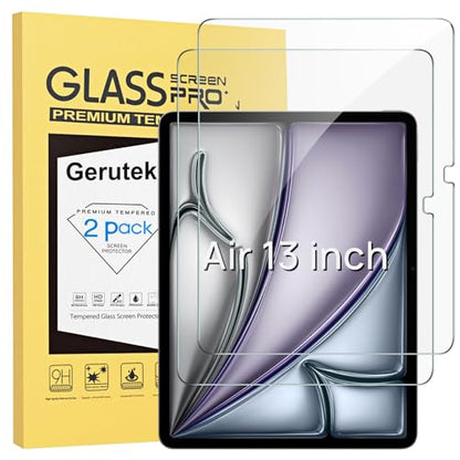 Gerutek 2-pack for iPad Air 13-inch(M4/M3/M2)/ iPad Pro 13-inch(M5/M4) screen protector [Ultra-clear] [Scratch-Resistant] [[9H hardness] for iPad Air 13 / Pro 13 screen protector - size: iPad Air 13" M4/M3/M2