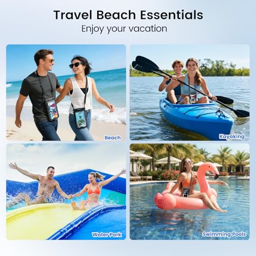 Niveaya IPX8 Double Space Waterproof Phone Pouch (up to 8.3") -2 Pack Waterproof Phone Case with Lanyard for iPhone 17 16 15 Pro Max,Touchscreen & Underwater Photography, Beach Cruise Essentials 2026 - color: Black+ Black, size: Medium 8.3"