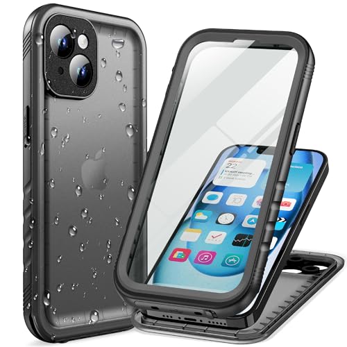 Cozycase for iPhone 15 Plus Waterproof Case Full Body Heavy Duty Black | 360 Shockproof with Screen Camera Protector Military Grade Double Water Dust Drop Proof Hard Rugged Tough Front Back Cover - color: Black, size: For iPhone 15 Plus