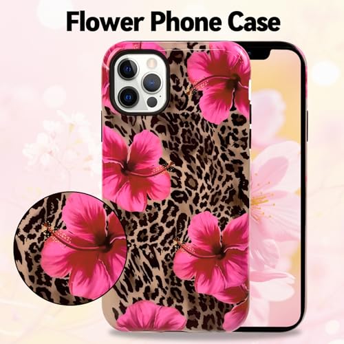 Lovmooful for iPhone 12/12 Pro Case Cute Flower Leopard-Hibiscus | Compatible for iPhone 12/12 Pro Case,Aesthetic,Hibiscus,Floral,2 in 1,for Women Girls,Soft TPU+PC,Shockproof,Protective - size: iPhone 12/12 Pro