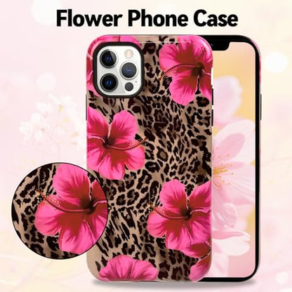 Lovmooful for iPhone 12/12 Pro Case Cute Flower Leopard-Hibiscus | Compatible for iPhone 12/12 Pro Case,Aesthetic,Hibiscus,Floral,2 in 1,for Women Girls,Soft TPU+PC,Shockproof,Protective - size: iPhone 12/12 Pro