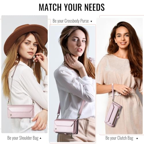 for Google Pixel 10a 6.3" Case, Women Men Multi-Function Wallet Case with Stand RFID Blocking Includes Shoulder Strap Wrist Strap Google Pixel 10a (Pink) - color: Pink