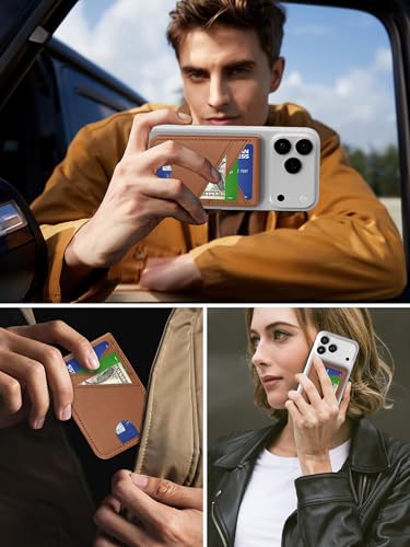 for MagSafe Wallet Magnetic iPhone Card Holder with Adjustable Stand, Brown - color: Brown